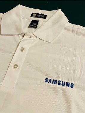 NEW VTG Samsung Smart TV Electronics Embroidered Logo Polo Shirt LARGE Employee